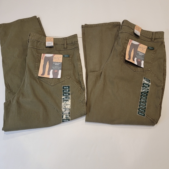 Woolrich Stretch Fit 5 Pocket Straight Fit Pant Mens DARK GREEN MSRP $98 - Picture 9 of 13